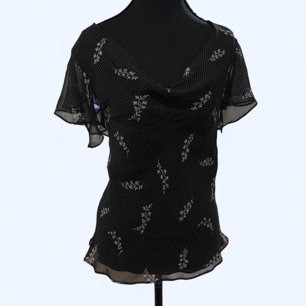 Y2K Robbie Bee black silk‎ chiffon top